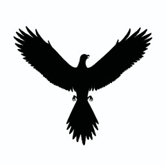 Solid black silhouette of a phoenix rising