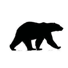 Solid black silhouette of a polar bear walking