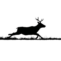 Solid black silhouette of a reindeer running
