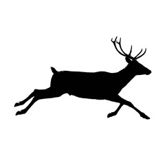 Solid black silhouette of a reindeer running