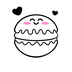 cartoon macaron ,cute, happy, simple, minimalistic