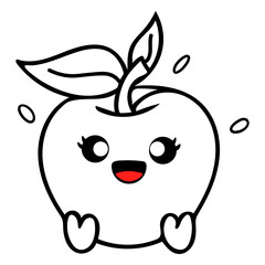 cartoon, red apple whimsical smiling kawaii
