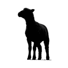 Solid black silhouette of a sheep standing
