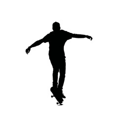 Solid black silhouette of a skater gliding
