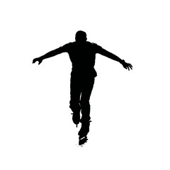 Solid black silhouette of a skater gliding