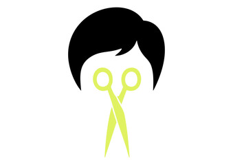 hairdresser negative space logo design. creative typography monogram vector