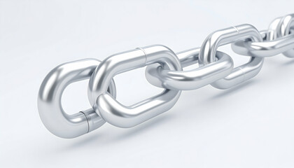 Obraz premium Sleek metallic chain links interlocking on plain background,symbolizing strength