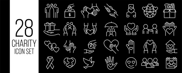 Naklejka premium Minimalist Line Icons for Charity, Donation, and Volunteerism