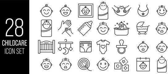 Minimalist Line Icons for Child Care and Parenting