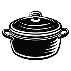Pot line art vector illustration, Cooking Pot Silhouette Vector, black vector icon
