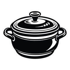 Pot line art vector illustration, Cooking Pot Silhouette Vector, black vector icon