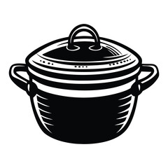 Pot line art vector illustration, Cooking Pot Silhouette Vector, black vector icon