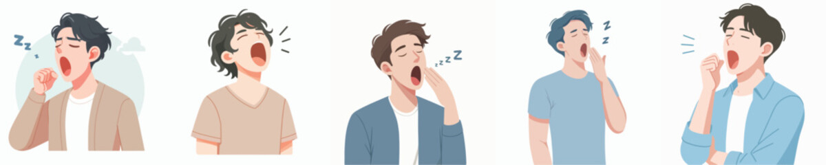 vector male character yawning