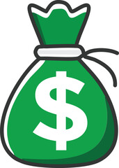 Money Bag Icon with Dollar Sign 