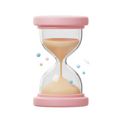 An hourglass with sand running through it is visualized in a low poly 3D rendering, illustrating the concept of passing time or deadlines.
