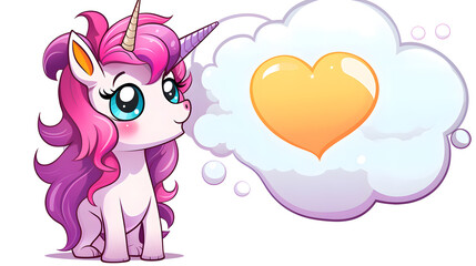 Whimsical cartoon unicorn with speech bubble conveying messages in a fun and creative way