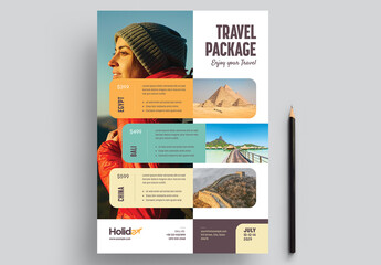 Travel Flyer Layout with Colorful Accents