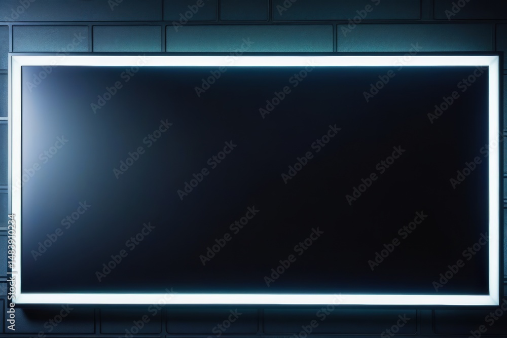 Aufkleber modern blank screen with illuminated frame on dark wall