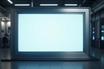 Fototapeta premium Blank digital screen in modern indoor space with industrial setting 