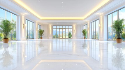 Fototapeta premium Bright White Marble Ballroom Event Space with Stunning Views