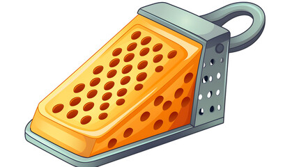 Professional cartoon illustration of a steel cheese grater for culinary designs