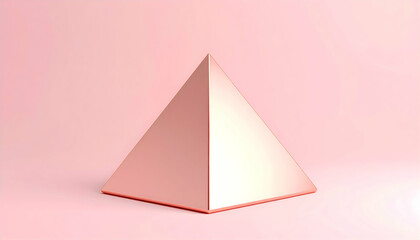 Elegant rose gold pyramid on pastel background, sophisticated minimalism art