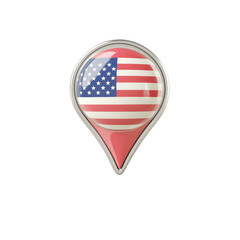 American Flag Pin Icon Representing Location and Patriotism in a Modern Design on transparent background