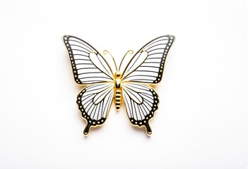 A gold butterfly on a white background.