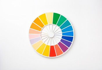 A circular color wheel hanging on a wall.