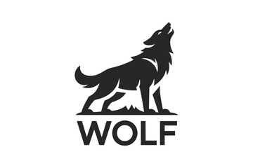 Howling wolf logo design animal vector illustration