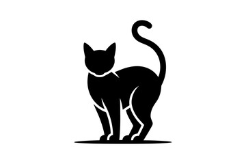 Black cat silhouette vector pet animal design art