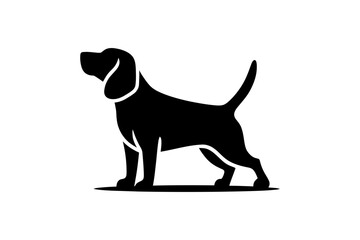 Silhouette of a beagle dog standing patiently