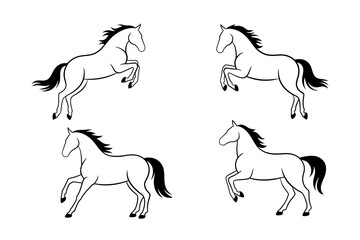 Horses illustration horses drawing horse outline art