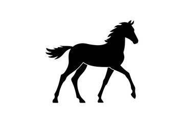 Black silhouette of a foal walking gracefully art