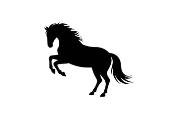 Black horse silhouette rearing equine illustration