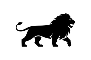 Black silhouette of a walking lion vector graphic