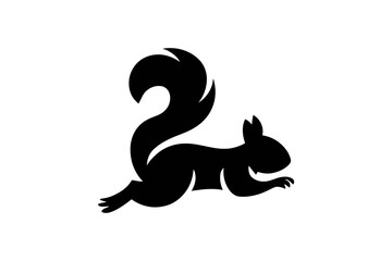 Black squirrel running silhouette vector graphic