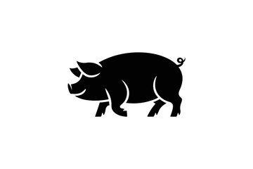 Black silhouette of a pig farm animal livestock