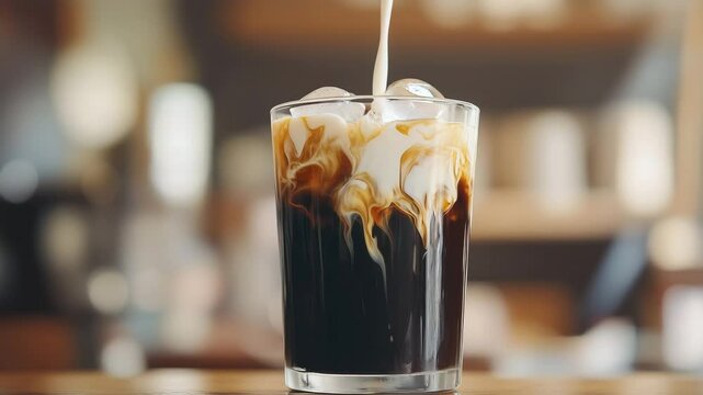 クリーミーに混ざり合うアイスコーヒー