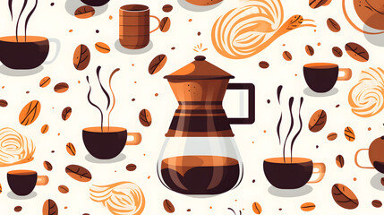 Professional Coffee Utensils Background Design Cartoon Vector Illustration for Marketing Materials