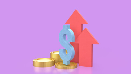 The Dollar symbol and coins for Business concept 3d Rendering.