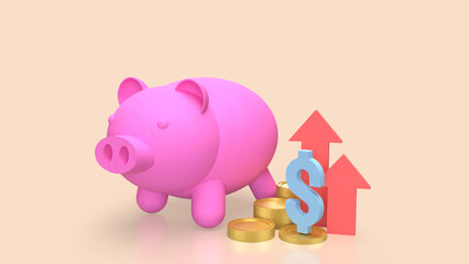 The Piggy Bank and coins for Business concept 3d Rendering.