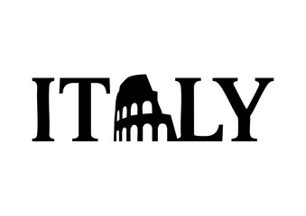 ITALY letters negative space logo design with tower creative typography monogram vector