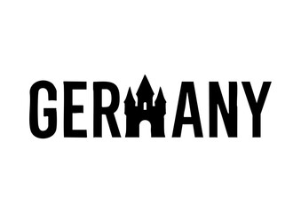 Germany letters negative space logo design with a tower. creative typography monogram vector