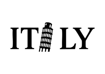 ITALY letters negative space logo design with tower creative typography monogram vector