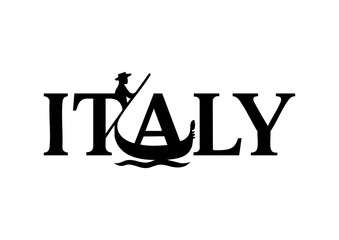 Italy letters negative space logo design with a rower. creative typography monogram vector