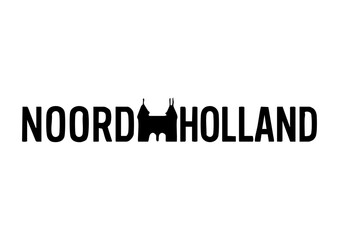 Noord Holland letters negative space logo design with a castle. creative typography monogram vector