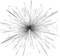 Obraz premium Abstract black and white explosion illustration with dynamic radial lines. Vector illustration in sketch style