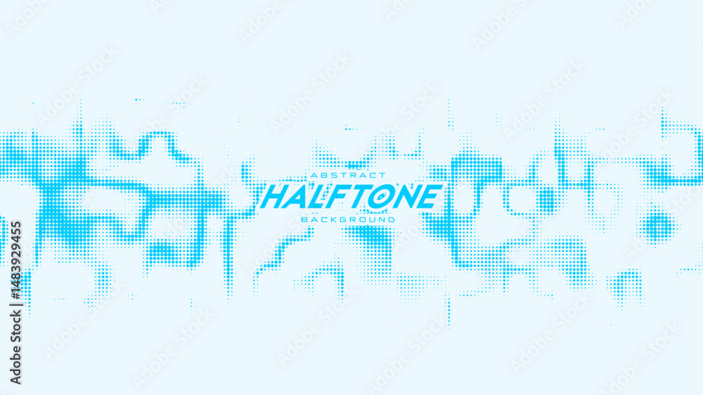 Poster abstract vector curled blue halftone sound wave. scrathed dotted texture element.