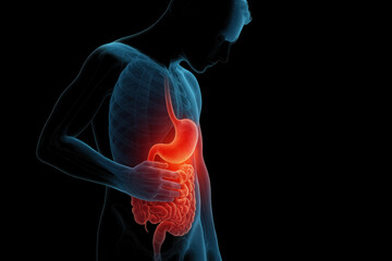 Man with stomach in stomach.